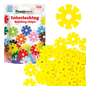 Picassotiles Building Chip Interlocking Disc Construction Blocks In Yellow Color Stem Learning Early Education Toy Engineering P