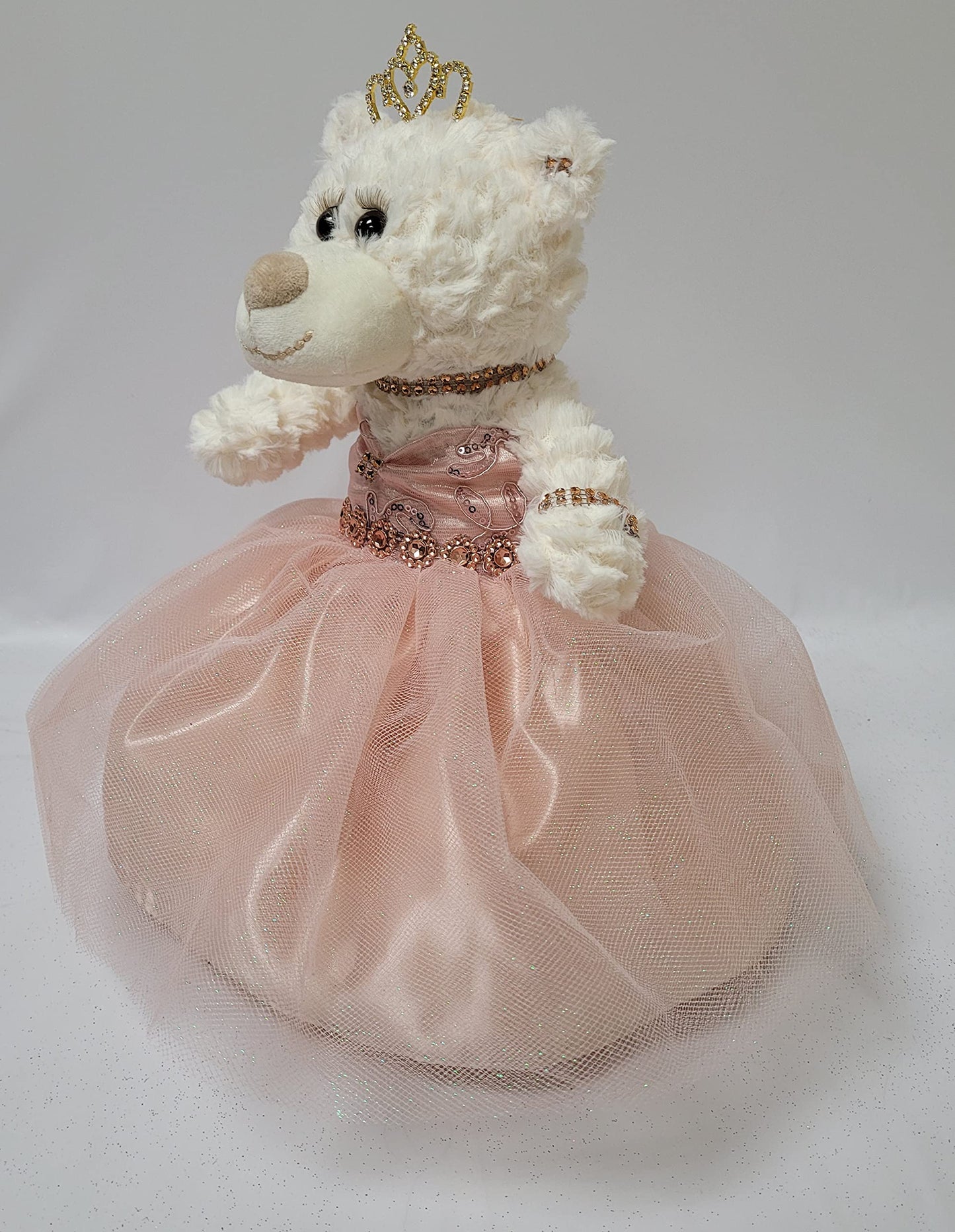 Kinnex Collections Since 1997 12' Quince Anos Quinceanera Last Doll Teddy Bear With Dress (Centerpiece) ~ Arc09831-30 (Rose Gold)