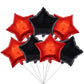18 Inch Red Black Star Shape Foil Balloon,10Pcs Mylar Helium Balloons Star Balloons For Party Decoration