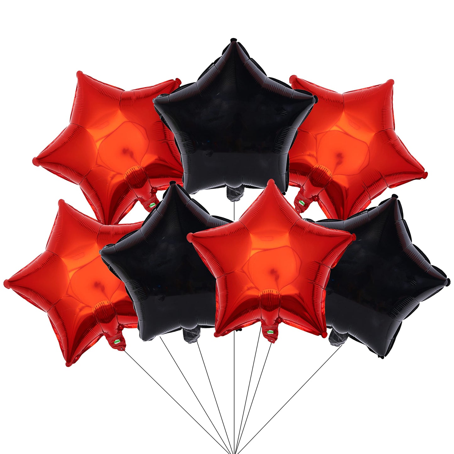 18 Inch Red Black Star Shape Foil Balloon,10Pcs Mylar Helium Balloons Star Balloons For Party Decoration
