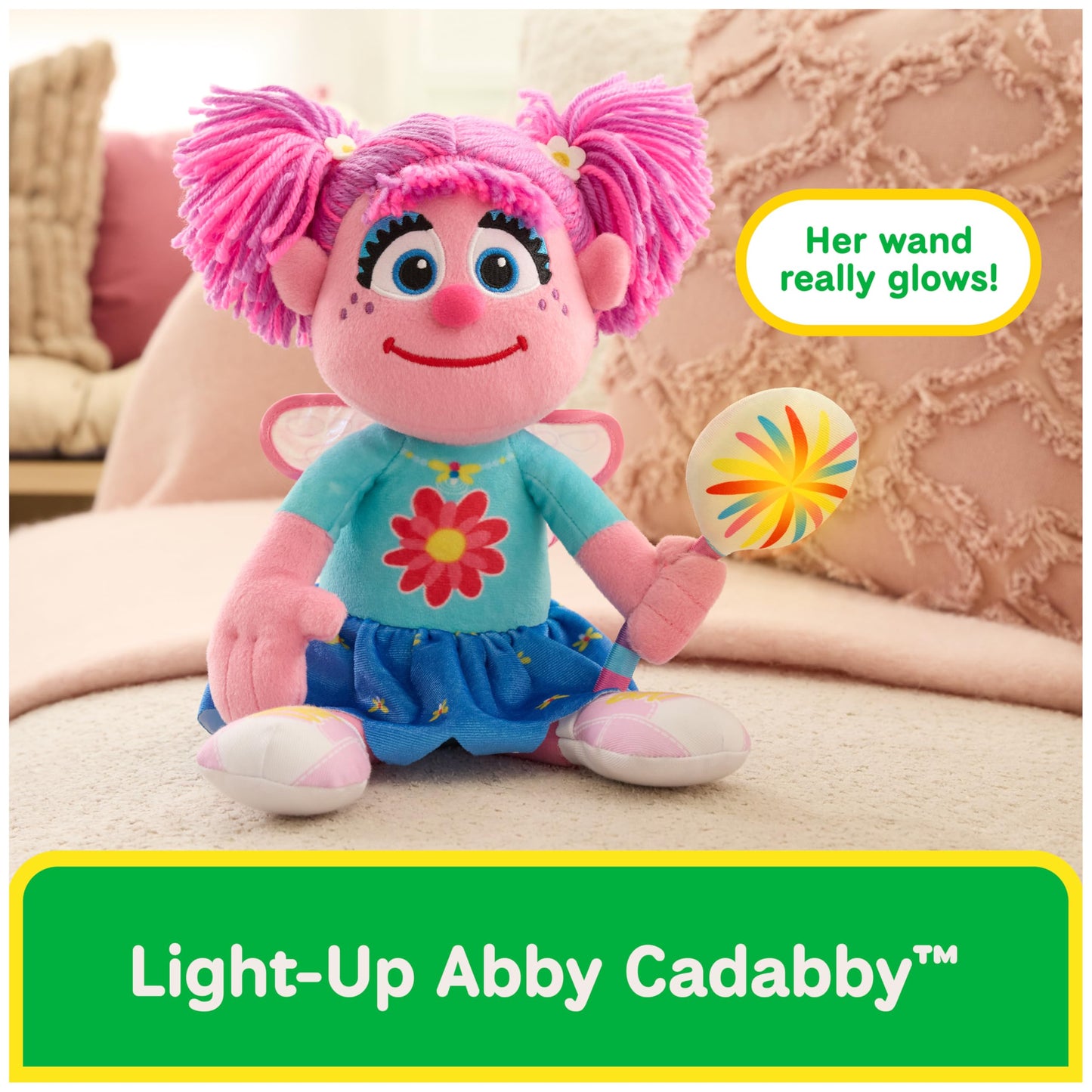 Gund Sesame Street Abby Cadabby Plush With Led Wand, Toddler Doll With Nightlight, Sensory Toy, Sesame Street Stuffed Animal For