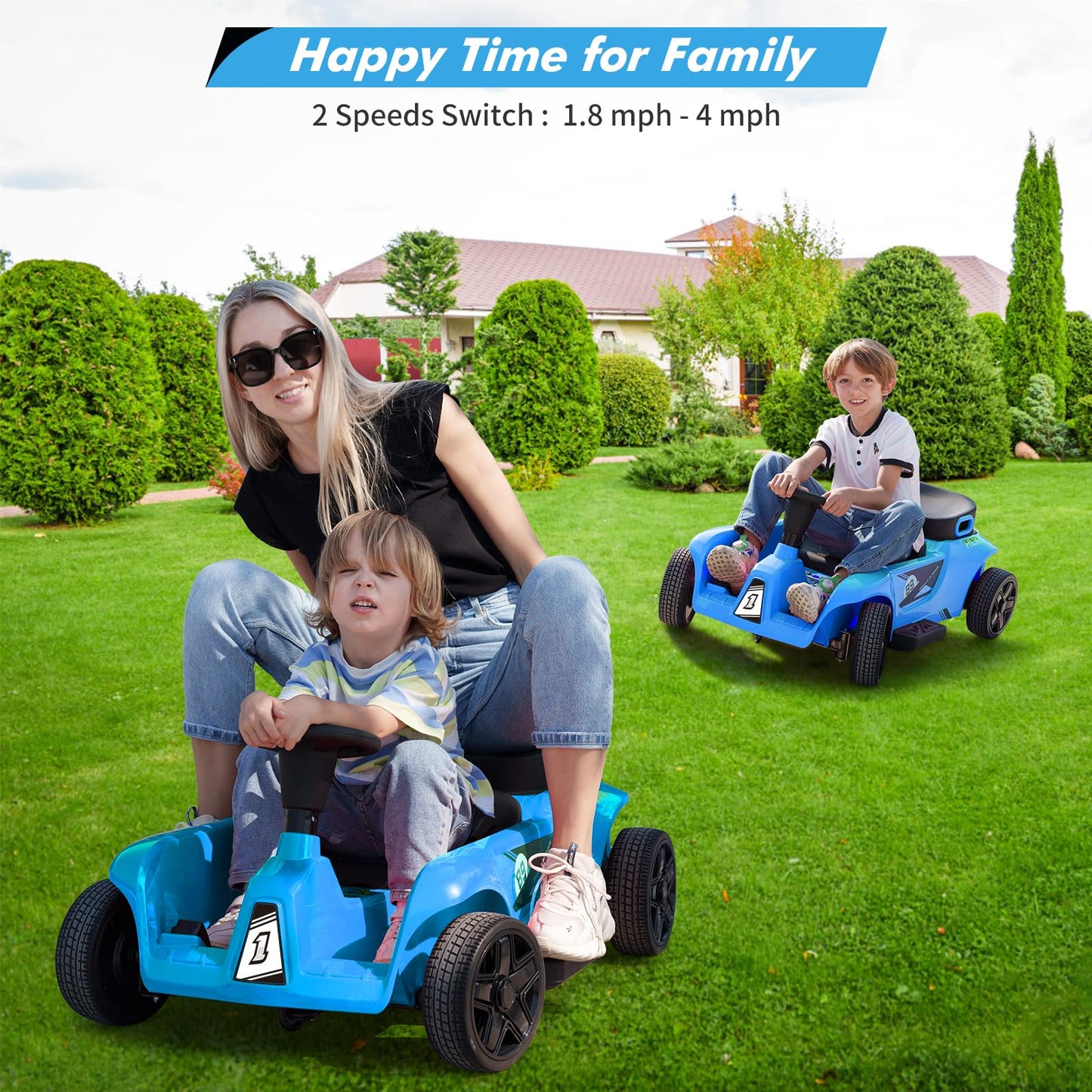2 Seaters 4-Wheelers Electric Ride On Toy for Kids, 24V 120W*2 Powerful Motors Max Load 200 Lbs, Two Driver Modes + Remote Contr