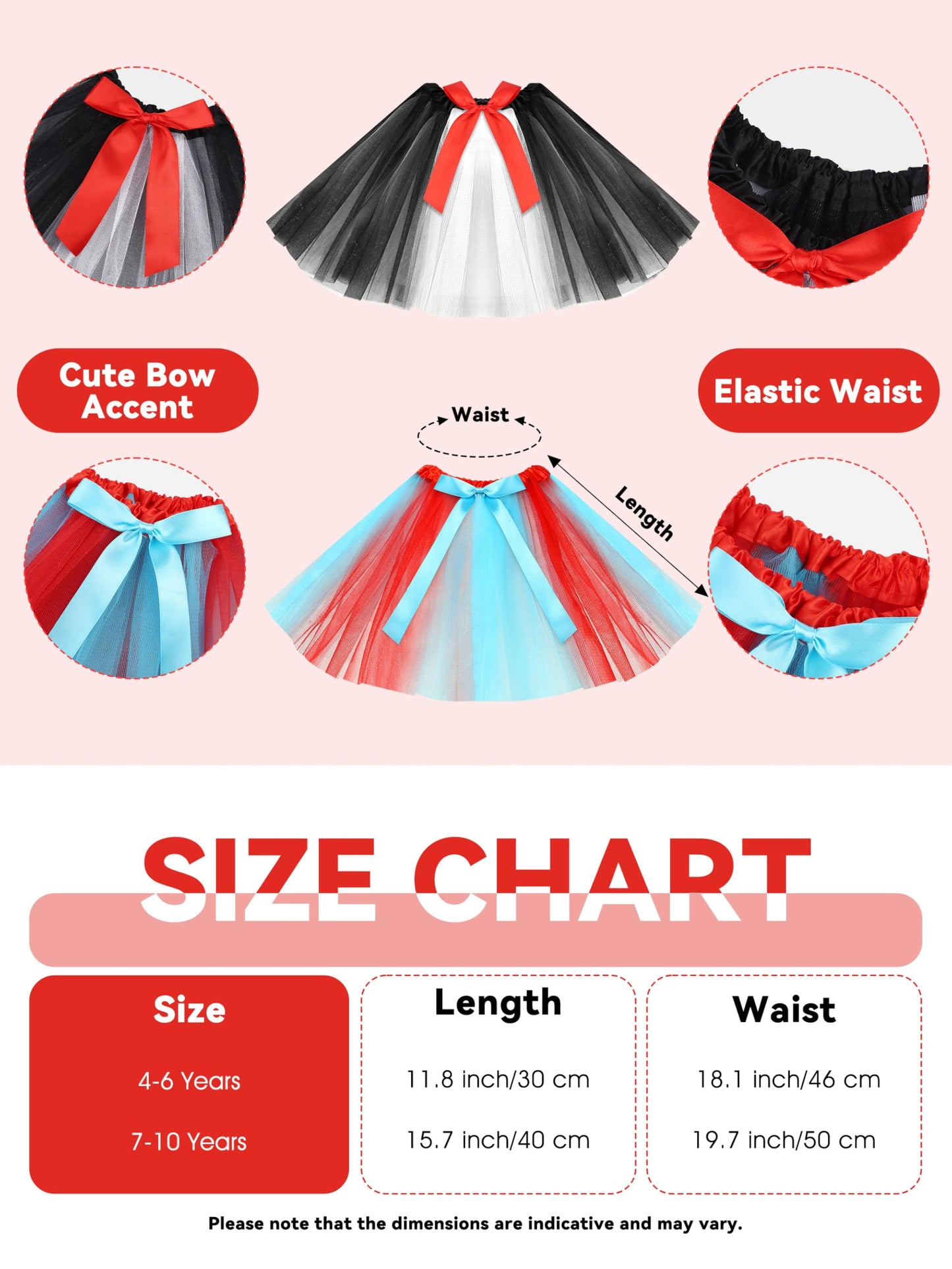 Somsoc 2 Sets Girls Tulle Tutus Striped Stockings Costume Set With Top Hat Headbands Tutu Skirts Suspenders Party Cosplay Set