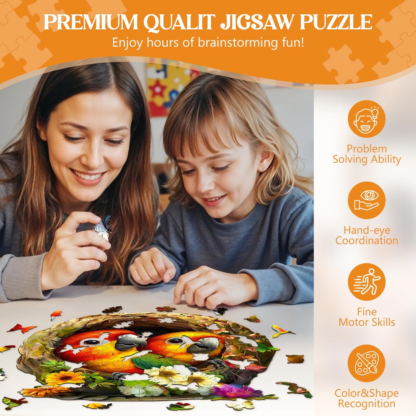 Wooden Puzzles for mature-themeds  Wooden Jigsaw Puzzles for mature-themeds Kids  Naughty Parrot-1 Unique Shaped Wood Puzzles mature-themed  Creative Birthday Gifts for Friends Family Game (11.4 * 10.8in 190pcs)