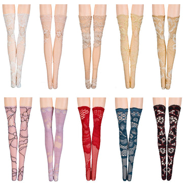 Sotiff 10 Pairs Doll Lace Stockings Handmade Long Sock Christmas Doll Accessories Legging For Diy Clothes Toy(Classic Style)