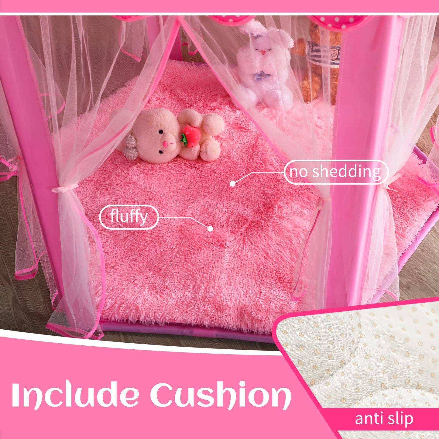 Senodeer Princess Tent For Girls Indoor: With Rug, Star Lights - Pink Play Tent For Kids, Girls Toys For Indoor And Outdoor Games, Princess Castle Playhouse
