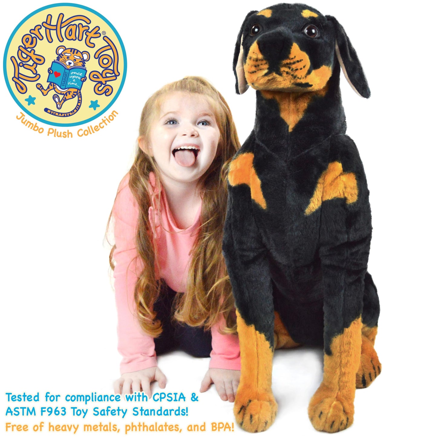 TigerHart Plush Rottweiler Stuffed Animal - 26" Tall, White Polyester Dog