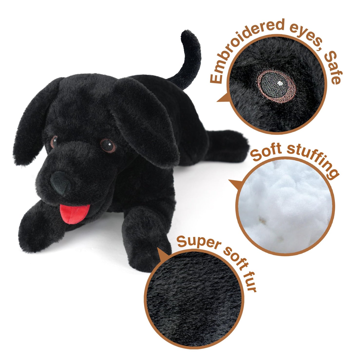 Lotfancy Dog Stuffed Animal, 21 Inch Black Lab Plush Dog, Realistic Stuffed Dog, Puppy Plush Toy For Kids