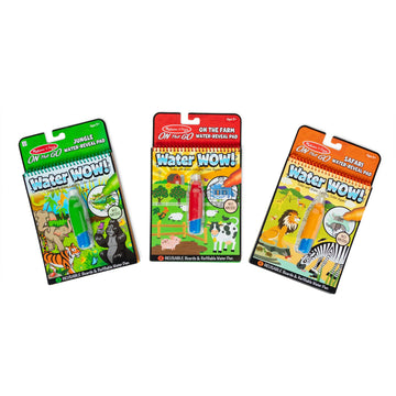Melissa & Doug On The Go Water Wow! Reusable Color With Water Activity Pad 3-Pack, Jungle, Safari, Farm - Fsc Certified