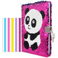 Vipbuy Magic Reversible Sequin Notebook Diary Lined Travel Journal With Lock And Key For Kids Girls, Size A5 (8.5” X 5.5”), 78 Sheets (Panda (Rose Red To Blue))