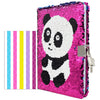 Vipbuy Magic Reversible Sequin Notebook Diary Lined Travel Journal With Lock And Key For Kids Girls, Size A5 (8.5” X 5.5”), 78 Sheets (Panda (Rose Red To Blue))