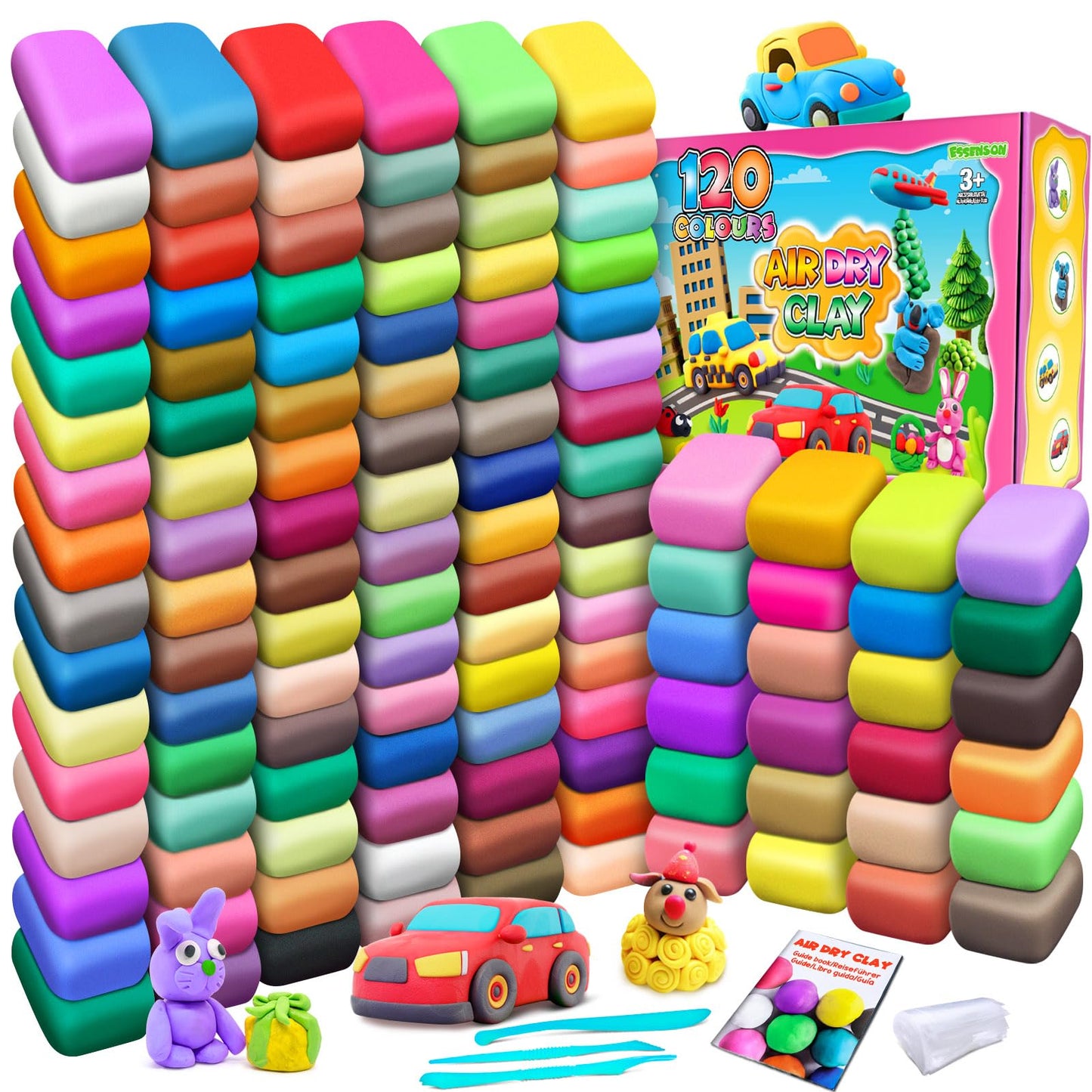 ESSENSON Air Dry Clay 120 Colors, Modeling Clay for Kids, DIY Molding Magic Clay, Gift for Kids