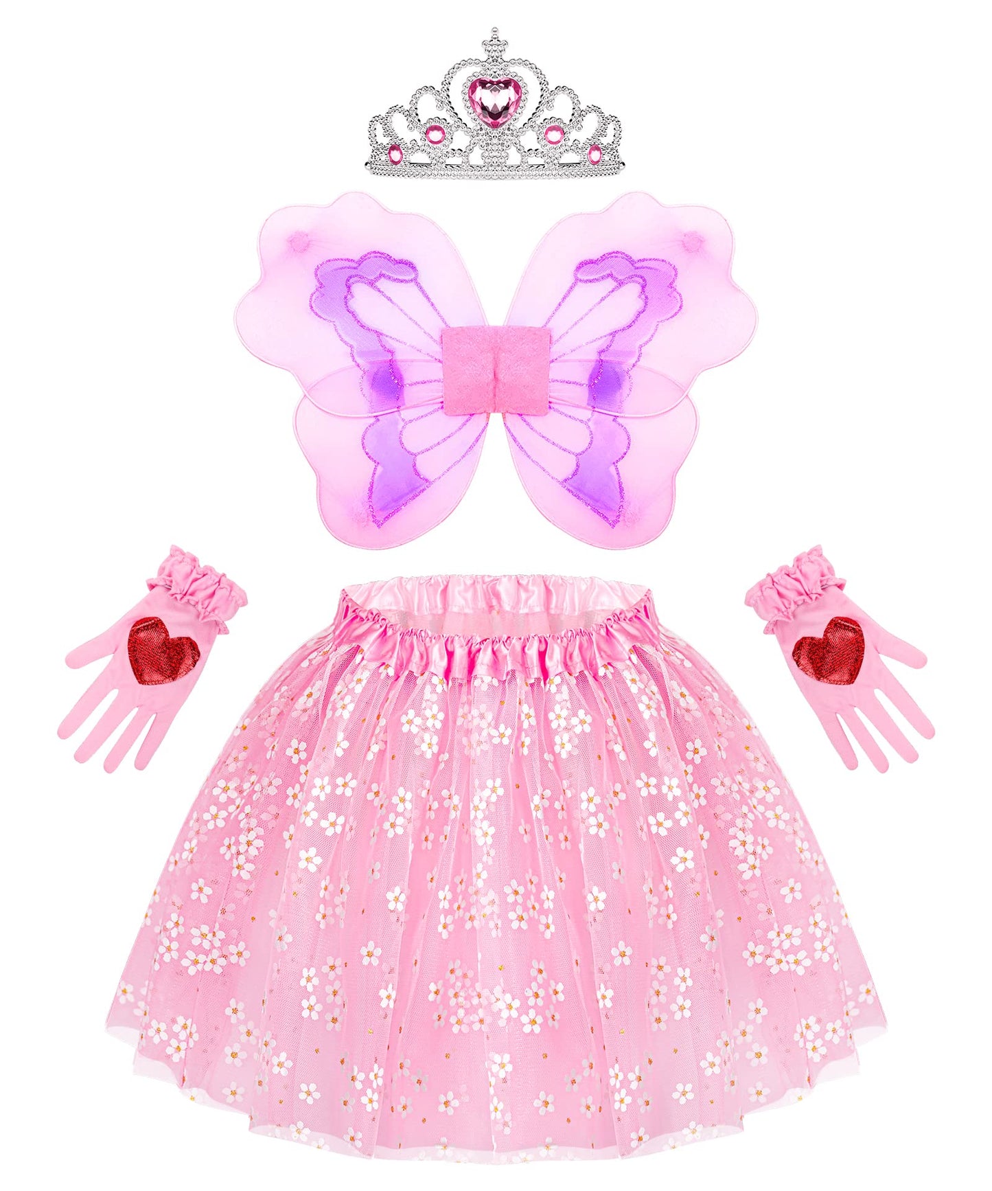 Stopklas Little Girls Dress Up Costume Set, Fairy And Mermaid Princess Dress Up Trunk With Accessories 19Pcs Girls Pretend Play