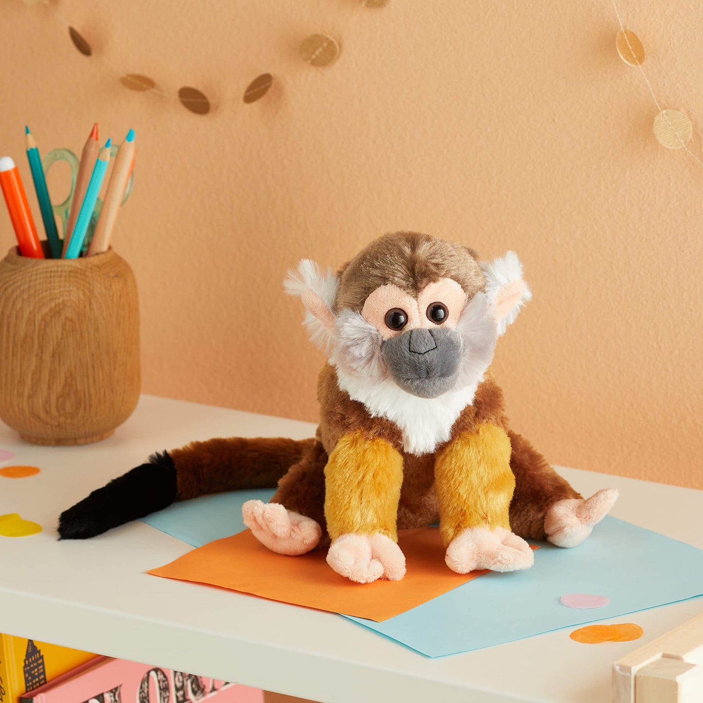 Wild Republic Squirrel Monkey Plush Toy, 8 Inch Yellow Stuffed Animal, Cuddlekins Model 12303