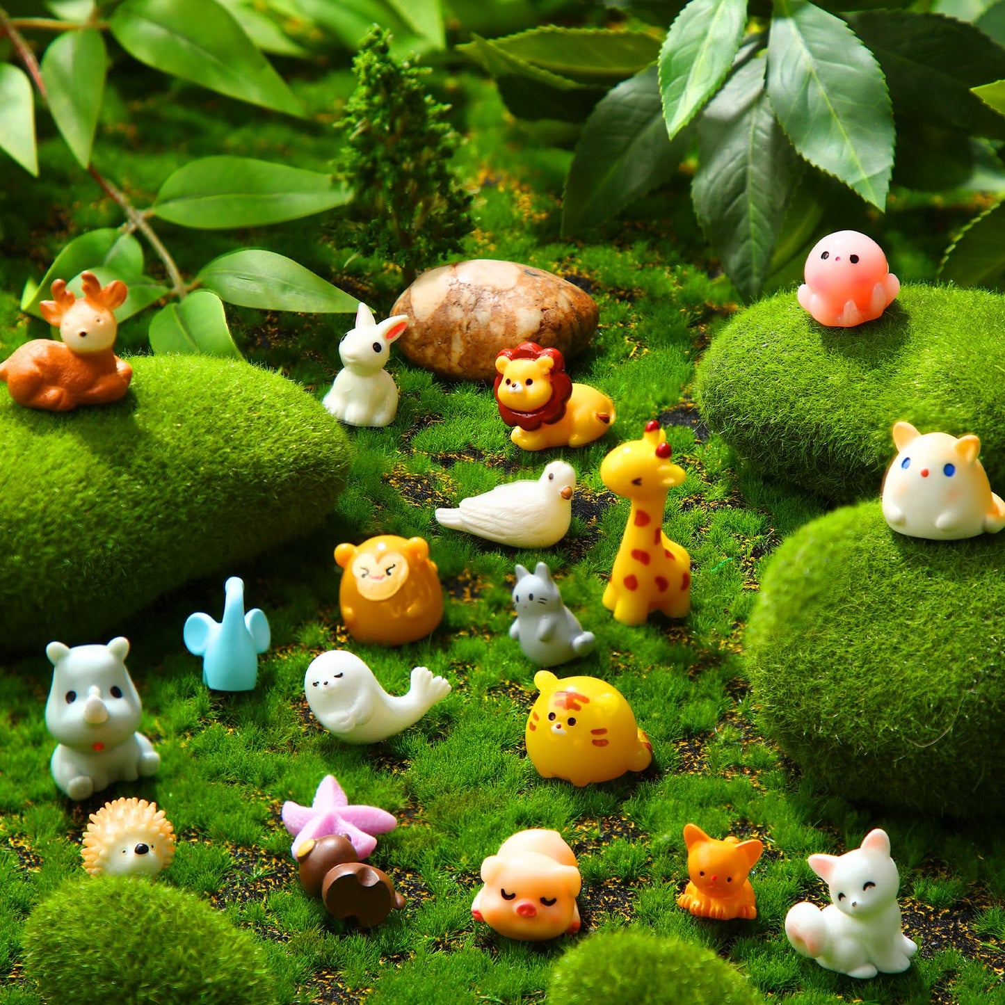 50 Pcs Mini Resin Animals Various Mini Animals Figurines For Farm Animal Figures,Dollhouse,Fairy House Garden,Micro Landscaping