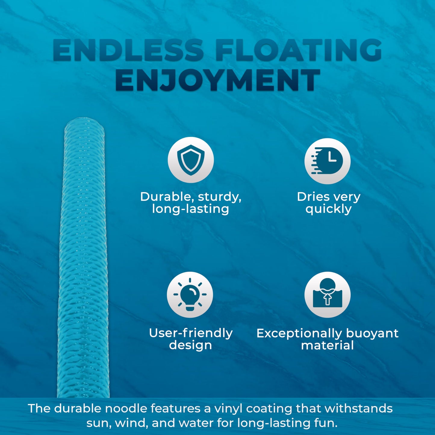 VOS Mega Foam Pool Wavy Noodle  enhanced & Big  Super Soft Pool Noodle for Swimming and Floating  Pool Floats  Lake Floats - 1 Pack (Cloud Blue  1 Pack)