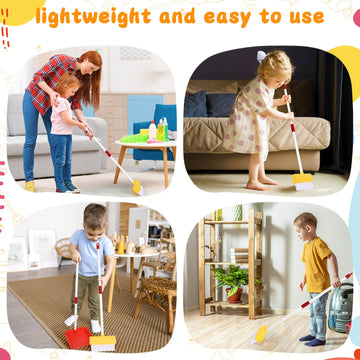 Limiroler Kids Cleaning Toy Set Toddlers Broom 2 Pcs - Kids Broom And Dust Pan Set For Housekeeping Pretend Play Cleaning Set, C