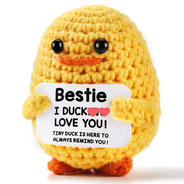 Zlsptk Positive Crochet Animals Duck Emotional Support Plush Crochet Funny Gift For Women Friends Bestie Birthday Emotional Supp