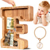 SummiDate Wooden Letter Piggy Bank| Piggy Bank for Boys Girls Toddler| Alphabet F Money Bank| Coin Bank Birthday Gift for Kids|Birthday Gift for Kids (F)