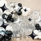 TONIFUL 30Pcs 26In&10In Star Balloons Black and Silver Four Pointed Foil Mini Star Mylar Balloons for Birthday Wedding Baby Show