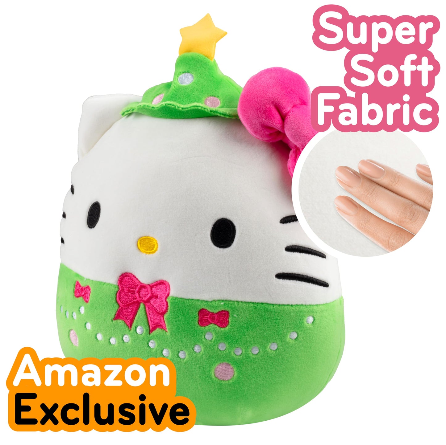 Squishmallows Original 8-Inch Hello Kitty Christmas Tree - Official Jazwares Christmas Plush - Collectible Soft & Squishy Sanrio Stuffed Animal Toy - Add To Your Squad - Gift For Kids, Girls & Boys