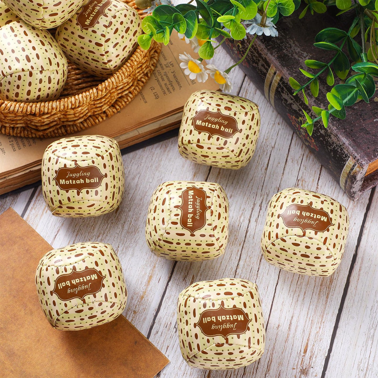 Blueweenly 12 Packs Passover Matzah Juggling Balls Mini Juggling Matzah Balls Juggling Sets Circus Balls With Matzo Decor For Pe