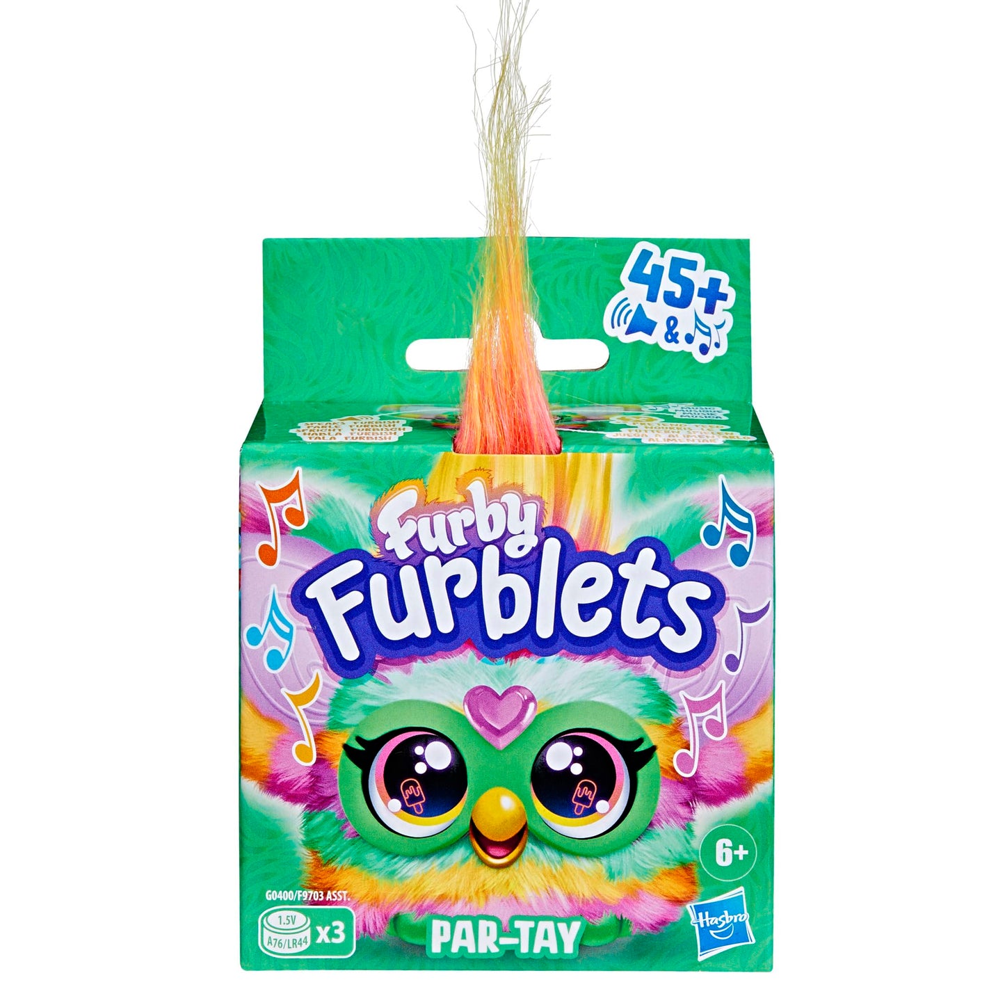 Furby Furblets Par-Tay Mini Friend, 45+ Sounds, Disco Music, Speaks Only Furbish, Electronic Plush Toys For Girls & Boys, Interactive Pets, Multicolor, 6+