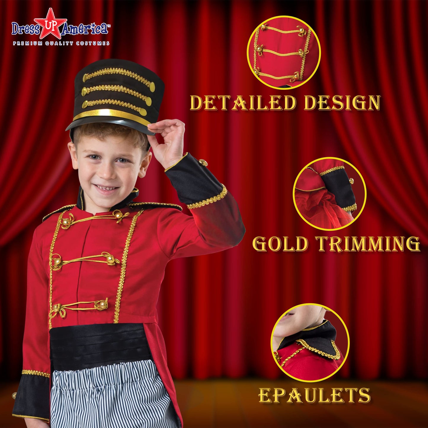 Dress Up America Circus Ringmaster Costume For Boys - Nutcracker Toy Soldier Costume For Kids - Greatest Showman Costume Set