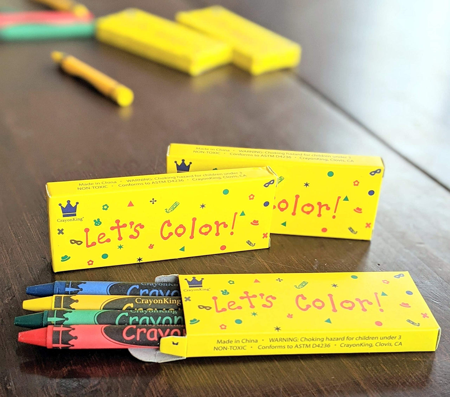 CrayonKing 50 Sets of 4-Packs in Box (200 total bulk Crayons) Restaurants, Party Favors, Birthdays, School Teachers & Kids Color