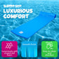 TRC Recreation Splash 1.25 Inch Thick Foam Swimming Pool Float Mat Large mature-themed Lounger with Built-In Roll Pillow  Bahama Blue