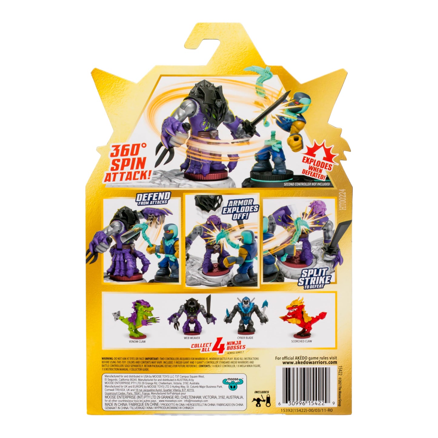 Legends of Akedo Ninja Bosses  Cyber cutting edge  3 Tall Battling Action Figure with 360 cutting edge Defense and Attack Spin Action  Double Defense protective covering That Pops Off When Struck  4 Ninja Bosses to Collect