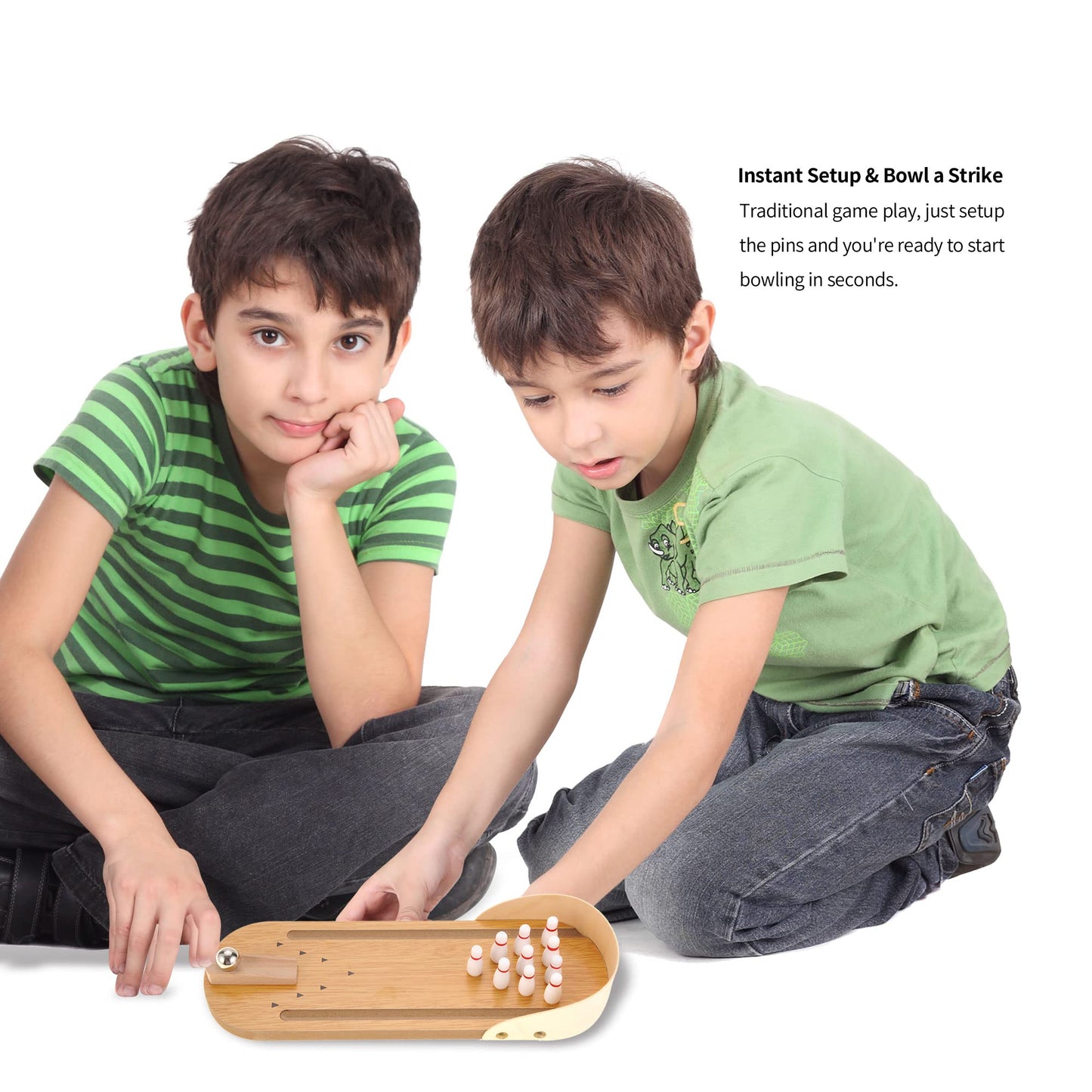2 Pack Mini Bowling Set Wooden Table Top Mini Arcade Game Toy Portable Tiny Bowling Office Desk Stress Relief Desktop Gift For Kids And Adults Fun Gag Toys