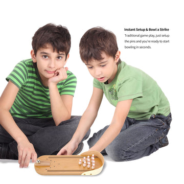 2 Pack Mini Bowling Set Wooden Table Top Mini Arcade Game Toy Portable Tiny Bowling Office Desk Stress Relief Desktop Gift For Kids And Adults Fun Gag Toys