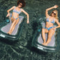 FUNBOY Giant Inflatable Luxury Clear Mint Blue Mesh Lounger Water Hammock Pool Float, Perfect for a Summer Pool Party, Cup Holde
