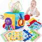 Hahaland Baby Tissue Box Toy - Baby Toys 6-12 Months Montessori Toys For 6 Month Old With Textured Tails, Cloth Tissues, Crinkle, Squeaky Sounds, Mirror - Easter Basket Stuffers For Babies Gifts