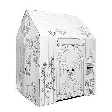 Easy Playhouse Barn - Kids Art & Craft For Indoor & Outdoor Fun, Color Favorite Farm Animals – Decorate & Personalize The Cardboard Fort, 32' X 26. 5' X 40. 5' - Made In Usa, Age 3+