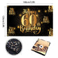 Nc Happy 60Th Birthday Backdrop Banner Step And Repeat 60 Years Old Background Decorations For Women Men Her Him Photography Party Supplies Glitter Black Gold