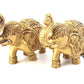 Two Moustaches Handmade Ethnic Indian Brass Elephant Pair Decor Showpiece, Standard, Golden, 2 Units
