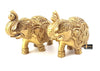 Two Moustaches Handmade Ethnic Indian Brass Elephant Pair Decor Showpiece, Standard, Golden, 2 Units