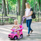 Olakids 4 In 1 Ride On Push Car, Toddlers Stroller Sliding Walking With Horn, Music, Lights, Removable Guardrails And Handle, Underneath Storage, Baby Foot-To-Floor Walker Boys Girls (Pink)