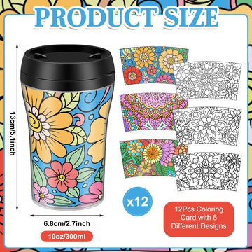 Yiyiring Set of 12 Mandala DIY Color Your Own Cups Diwali Mandala Crafts 10 oz Painting Coloring Cups Color Your Own Plastic Mug