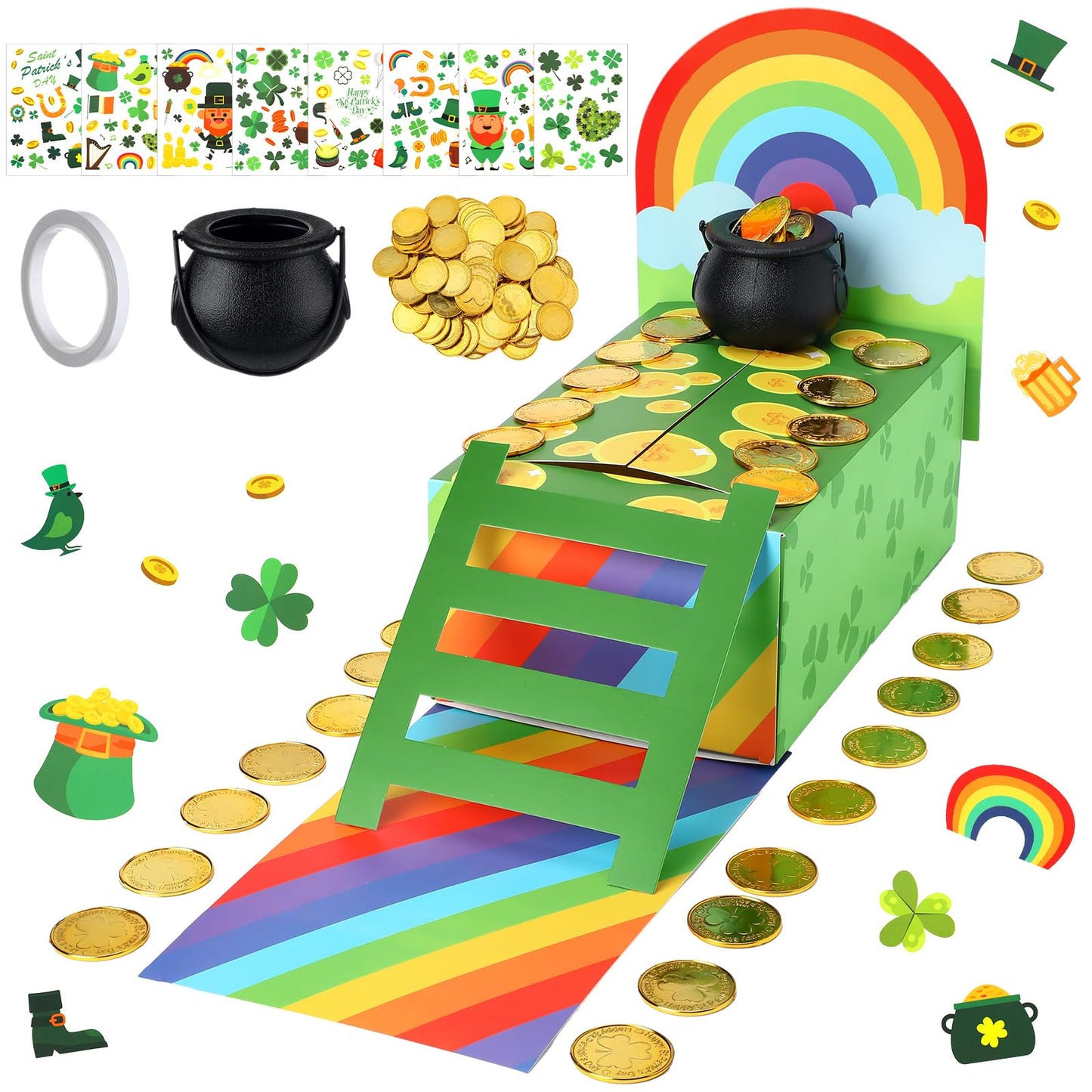 Halloscume 116pcs DIY Leprechaun Trap Kit St Patricks Day Decorations DIY to Catch a Leprechaun Trap Craft Set Rainbow Irish Th