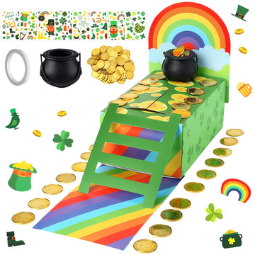 Halloscume 116pcs DIY Leprechaun Trap Kit St Patricks Day Decorations DIY to Catch a Leprechaun Trap Craft Set Rainbow Irish Th