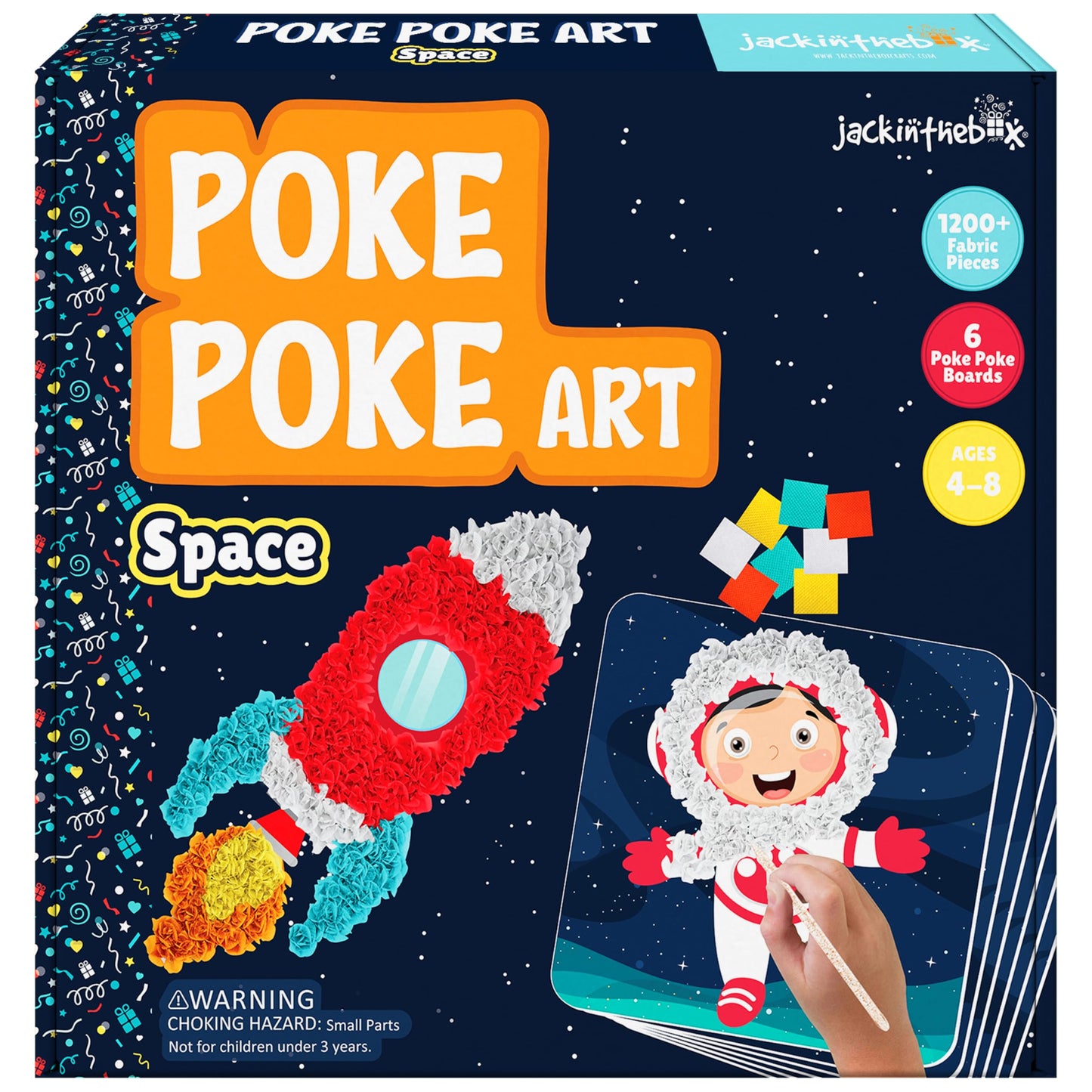 jackinthebox Poke Poke Art for Kids - Space Theme, Mess-Free Fabric Art and Craft, Flower Pressing Kits, Gift for Kids, Toys for