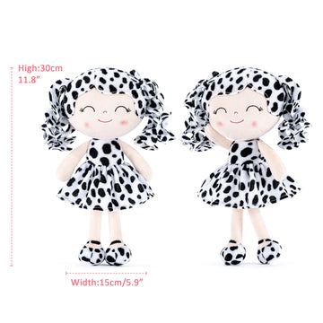 Gloveleya Baby Dolls Soft Snuggly First Baby Girl Gifts Plush Doll With Light Skin & White Spots Dress 12 Inches Animal Series