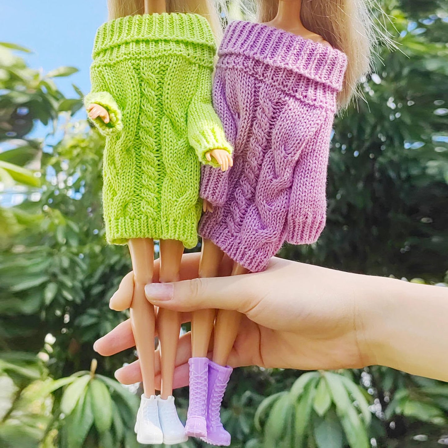 Bjdbus Winter Turtleneck Sweater Clothes For 11.5 Inch Girl Doll Accessories (Fluorescent Green)