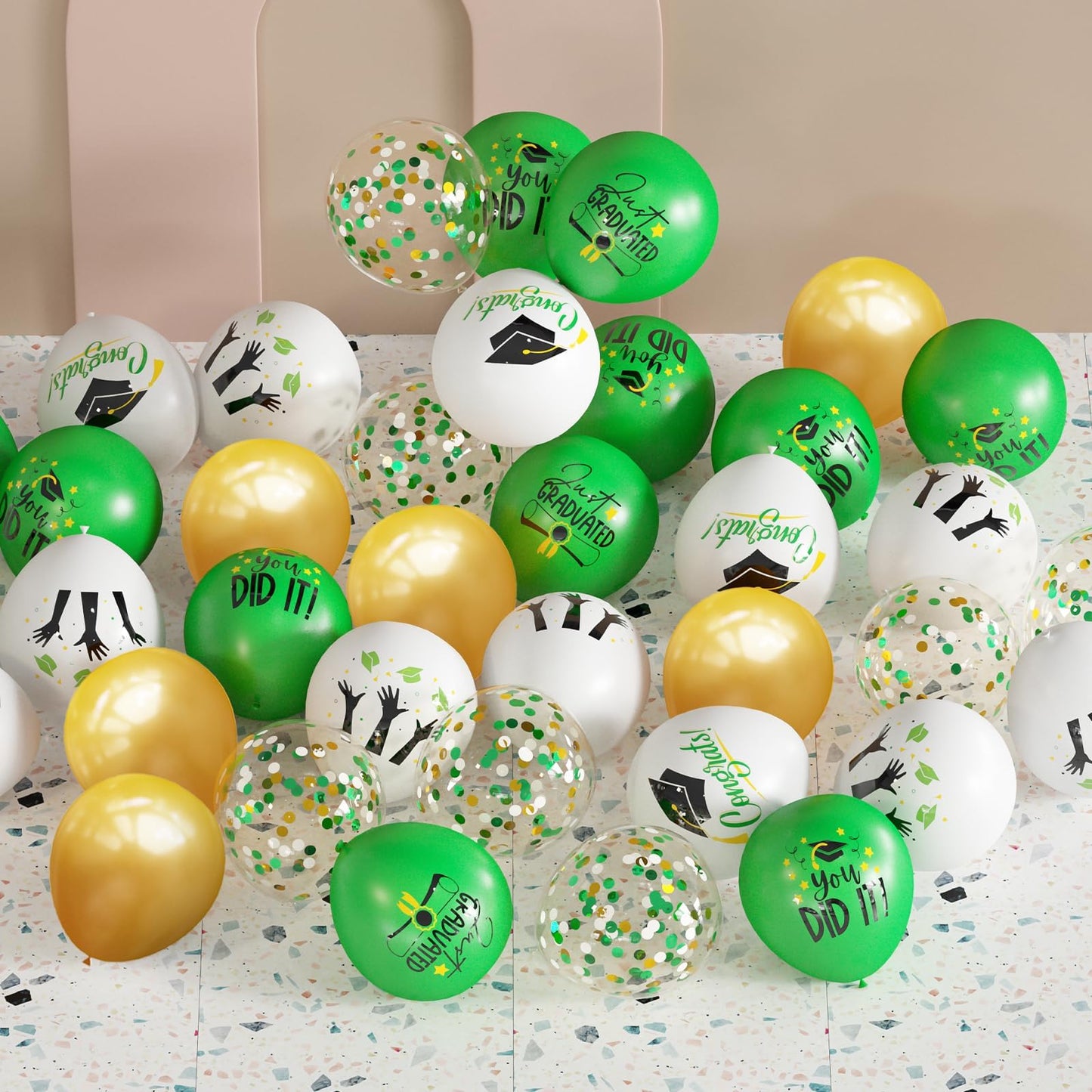 2025 Graduation Party Decorations, 68Pcs Graduation Balloons Green And Gold Graduation Decorations For College High School Class Of 2025 Congrats Grad Party Decor