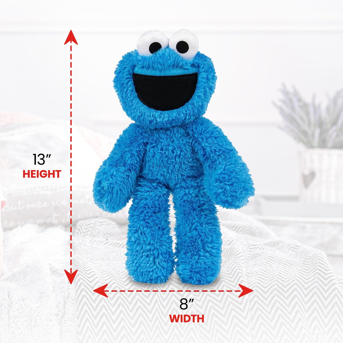 GUND Cookie Monster Take Along Buddy Plush Toy, 13'' Polyester, Blue, Ages 1+, Model 6047583