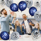 UniBirthLon 18Pcs Navy Blue Silver 70th Birthday Balloons Decorations for Men Women, Confetti Latex Balloons for 70th Anniversary Party Decor