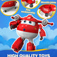 Super Wings 5' Transforming Supercharged Jett Airplane Toys, Action Figure, Airplane To Robot, Season 4 Transformer Toys, Gifts For 3+ Year Old Kids, Toys Plane Vehicle For Preschool Kids Play White